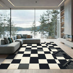 Monochromatic Checkered Cabin Geometric Art Rug