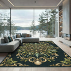 Ornate Golden Sage Filigree Medallion Rug