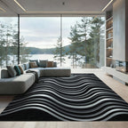 Silver Black Wave Musical Notes Rug