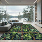 Lush Green Botanical Trellis Grid Rug