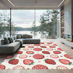 Sweet Red Strawberry Polka Dot Rug