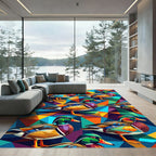 Vibrant Poly-Geometric Wood Duck Mosaic Rug