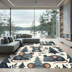 Whimsical Forest Mouse Cream Woodland Rug