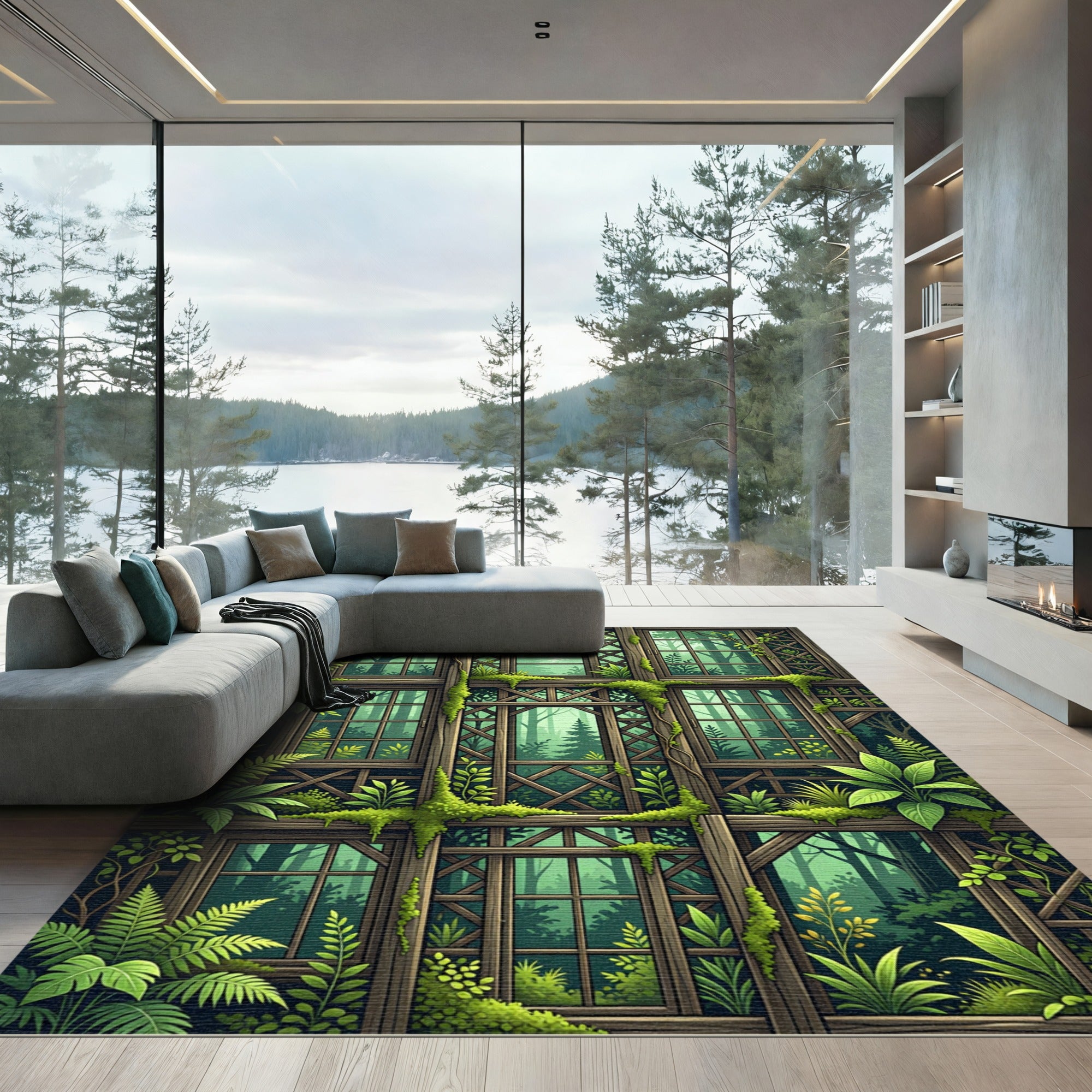 Enchanted Forest Window Pane Trellis Rug
