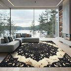 Dark Ornate Victorian Filigree Medallion Rug