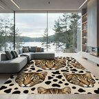 Leopard Spots Animal Heads Tonal Rug