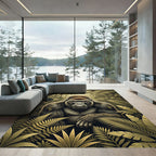 Majestic Golden Gorilla Tropical Jungle Rug