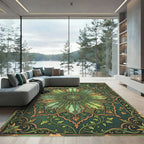 Emerald Sage Ornate Vintage Floral Medallion Rug
