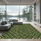 Olive Green Woven Basket Tweed Rug