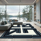 Dark Gray Cubic Maze Structure Rug