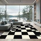 Minimalist Monochrome Oversized Checkerboard Square Grid Rug