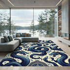 Enigmatic Blue Imperial Dragon Medallion Rug