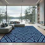Blue Geometric Floral Islamic Art Rug