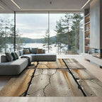 Cracked Concrete Earth Tones Textured Rug