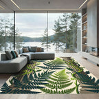 Lush Green Ferns and Classical Columns Rug