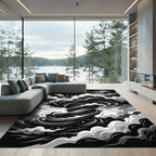 Monochromatic Swirling Tornado Lightning Rug