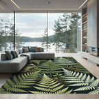 Lush Green Fern Forest Foliage Rug