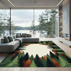 Evergreen Forest Snowy Woodland Landscape Rug