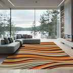 Earthy Amber Wavy Striped Rug