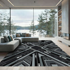 Monochromatic Urban Street Crossroad Rug