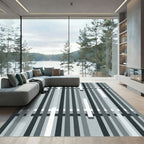 Minimalist Monochrome Vertical Linear Stripe Rug