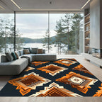 Orange Brown Diamond Stairs Rug