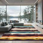 Abstract Multi-tone Earthy Horizon Stripe Rug