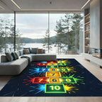 Neon Geometric Hopscotch Numerical Grid Rug