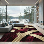 Crimson Gold Ribbons Weave Rug