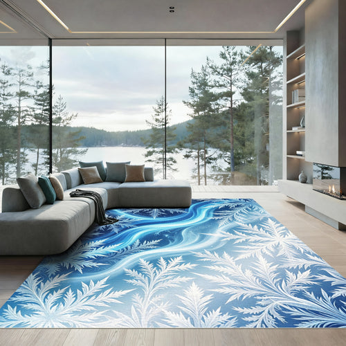 Arctic Winter Snowflake Swirl Rug