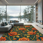Golden Amber Rose Botanical Garden Rug