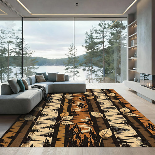 Autumn Birch Bark And Leaves Rug