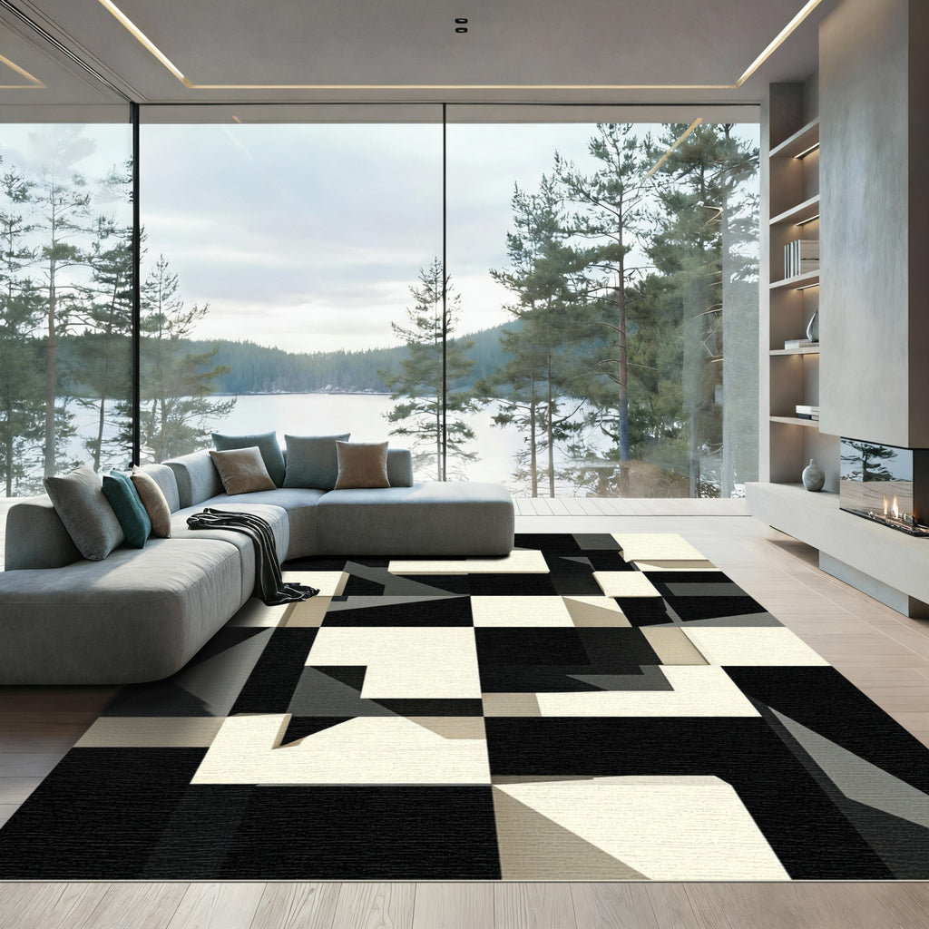 Monochromatic Geometric Block Arrangement Rug