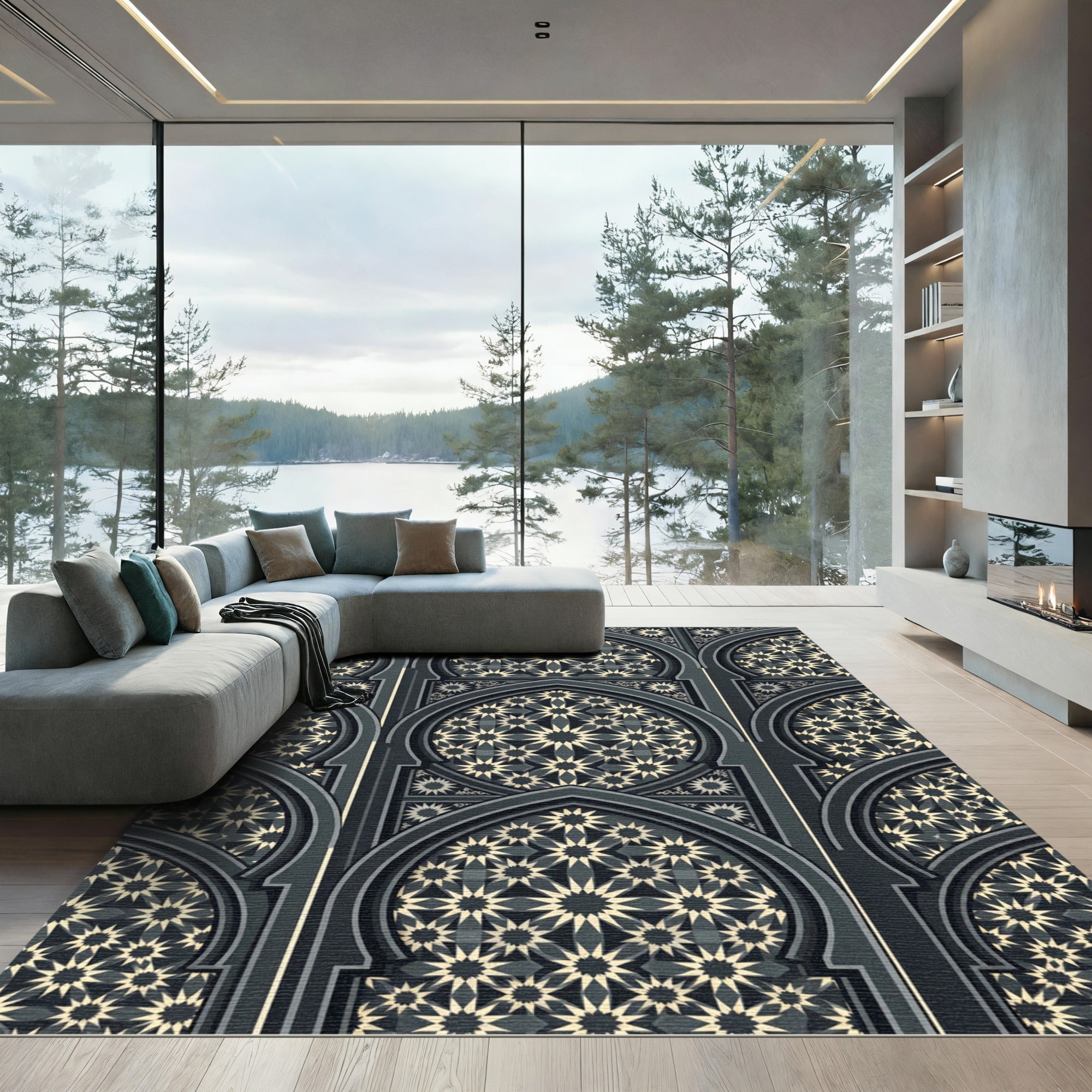 Geometric Star Arch Mosaic Rug