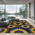 Navy Yellow Starburst Hexagonal Rug