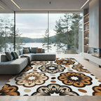 Earthy Coffee Bean Floral Medallion Rug