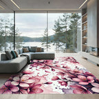 Pink Cherry Blossom Watercolor Splash Rug