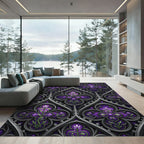 Gothic Purple Floral Stained Glass Rug