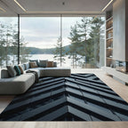 Sharp Gray Architectural Angular Chevron Rug