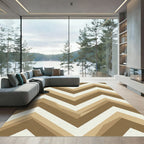 Modern Earthy Neutral Chevron Zigzag Rug