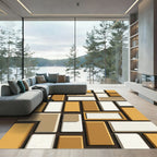 Modern Ochre Geometric Rectangles Rug