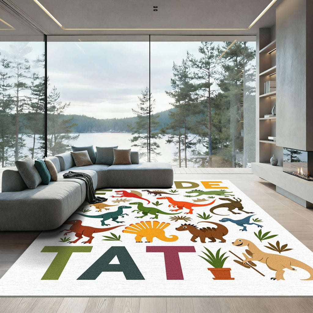 Colorful Dinosaur Alphabet Adventure Rug