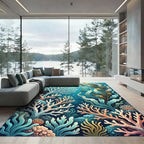 Vibrant Oceanic Coral Reef Seaweed Rug