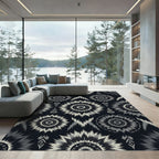Dark Gray Starburst Medallion Rug