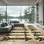 Tribal Arrow Black Gold Pattern Rug