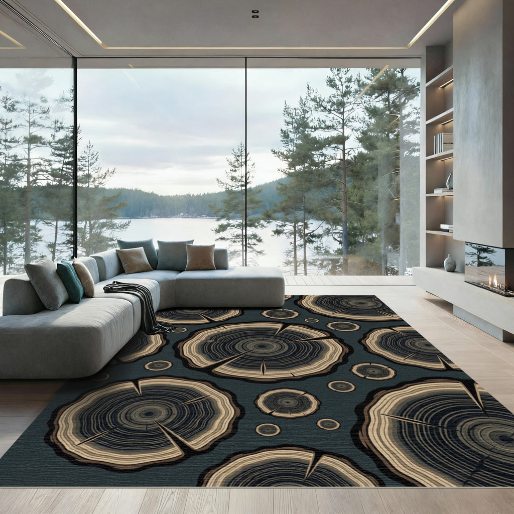 Wood Slice Circles Nature Texture Rug