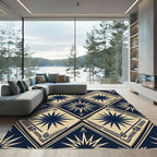 Deep Blue Starburst Diamond Geometric Rug