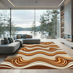 Retro Warm Earth Swirl Stripe Rug