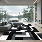 Modern Gray Black Abstract Geometric Rug