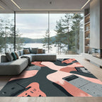 Modern Pink Textured Abstract Buildings Rug
